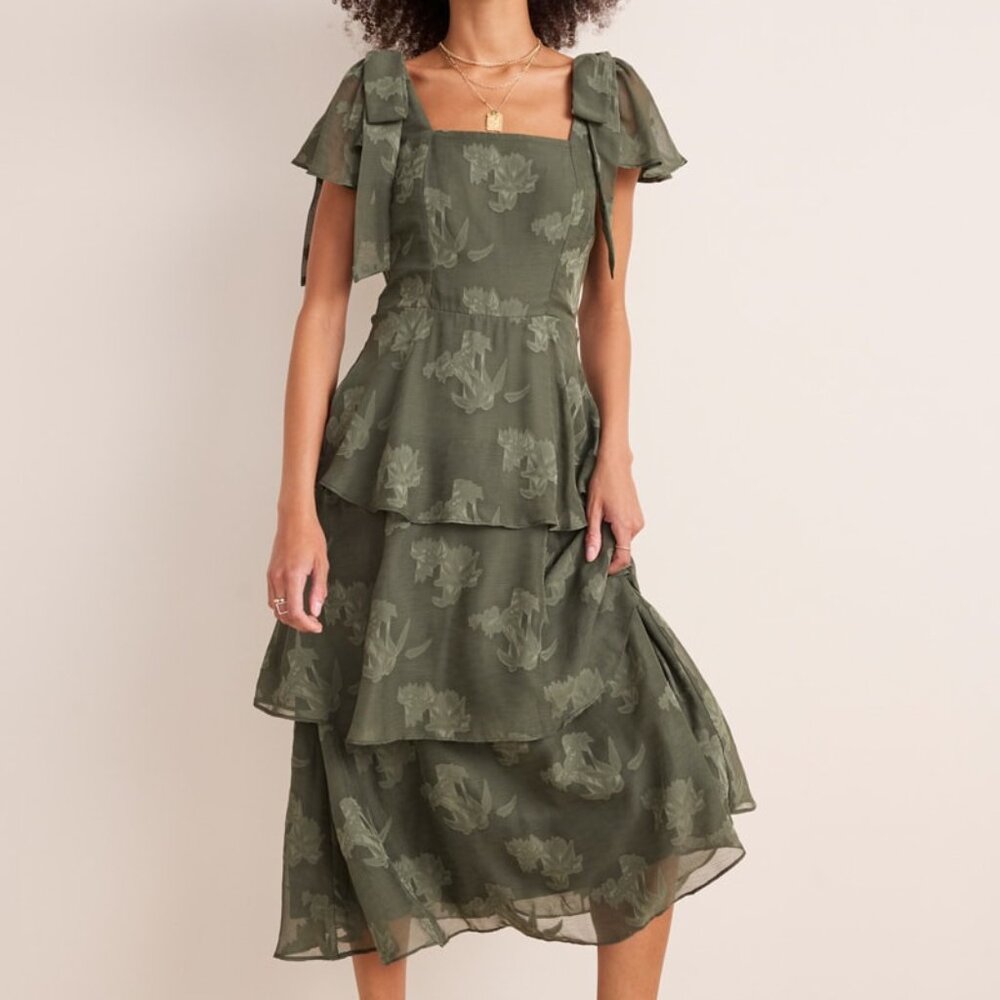 Francesca's Floral Tiered Midi Dress